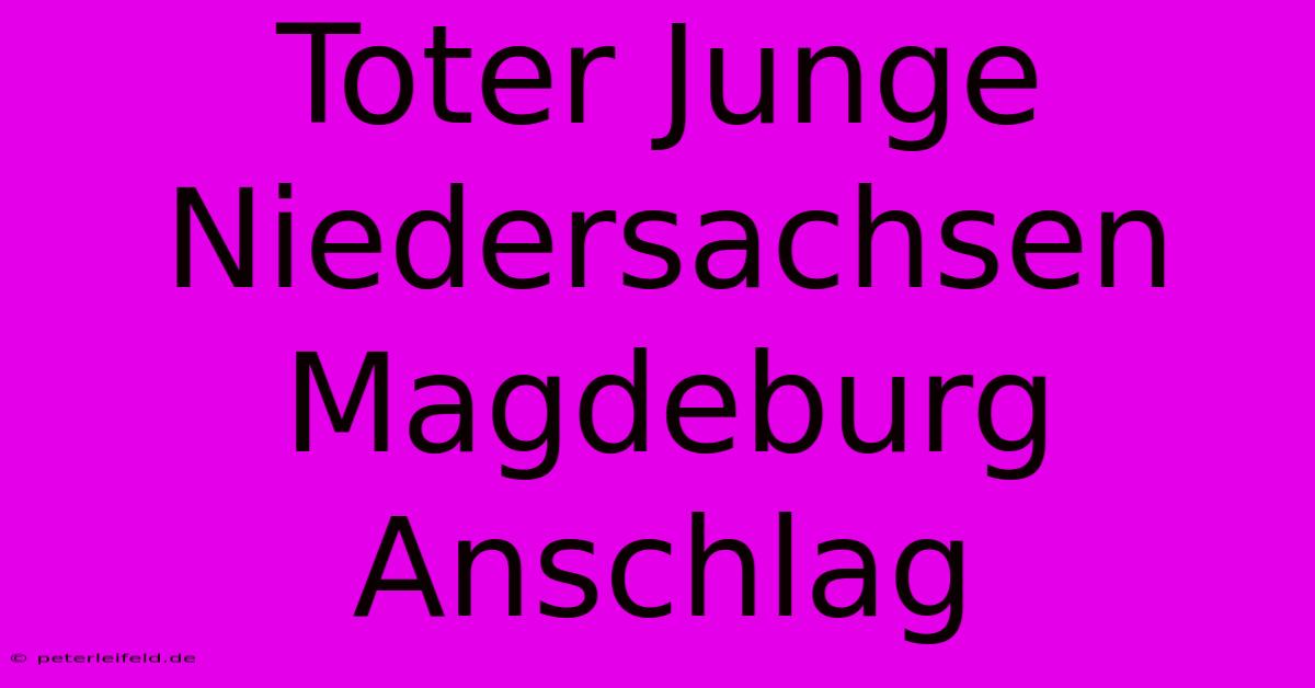 Toter Junge Niedersachsen Magdeburg Anschlag