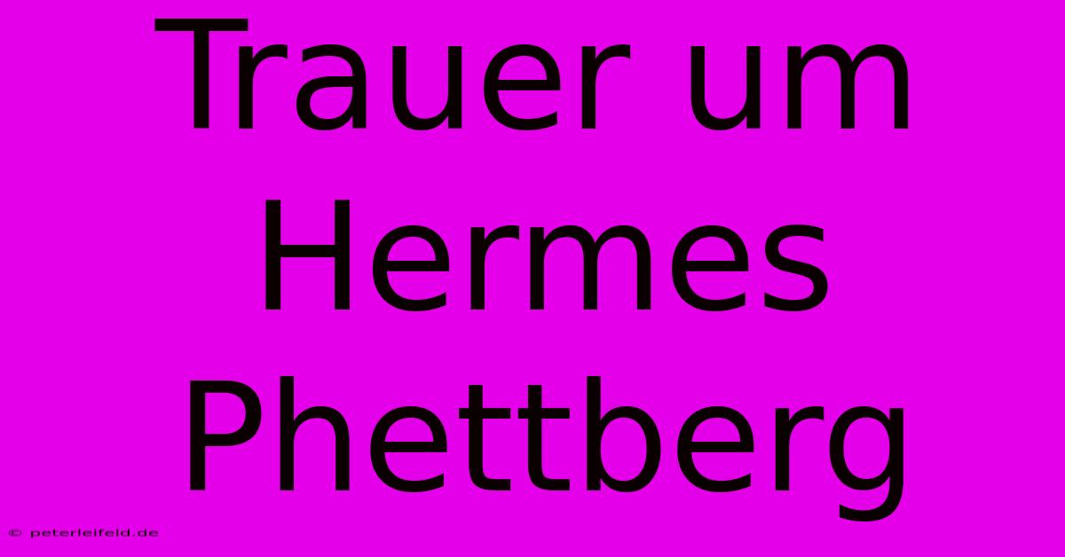 Trauer Um Hermes Phettberg