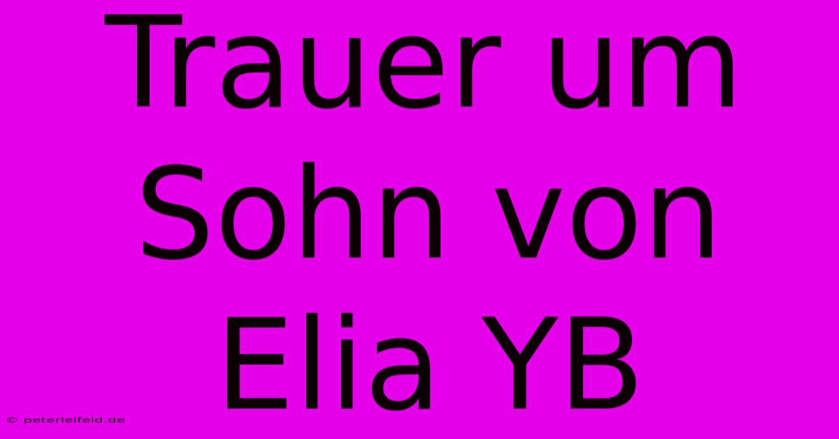 Trauer Um Sohn Von Elia YB