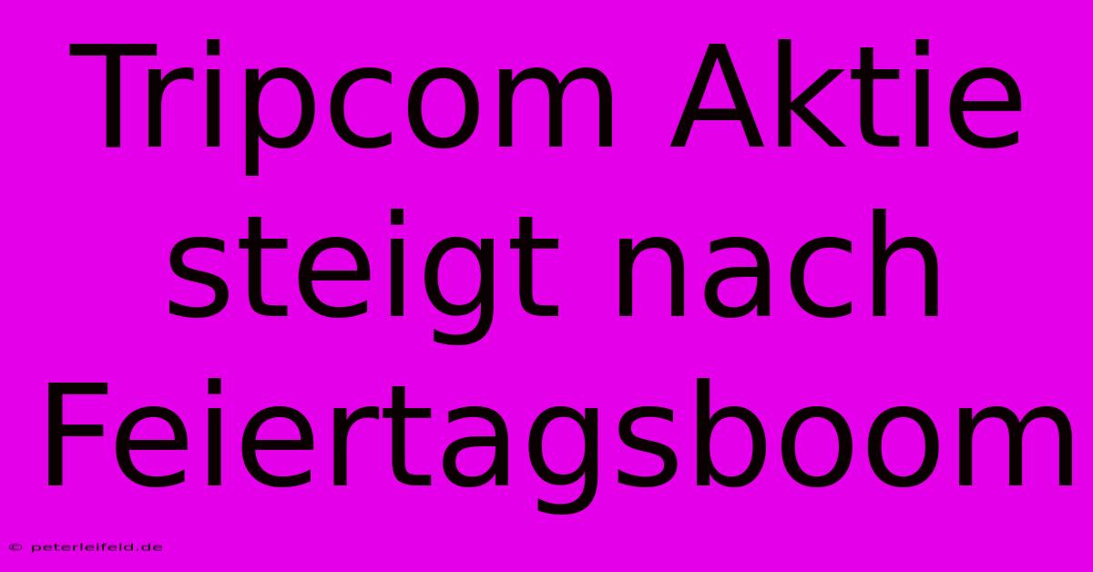 Tripcom Aktie Steigt Nach Feiertagsboom