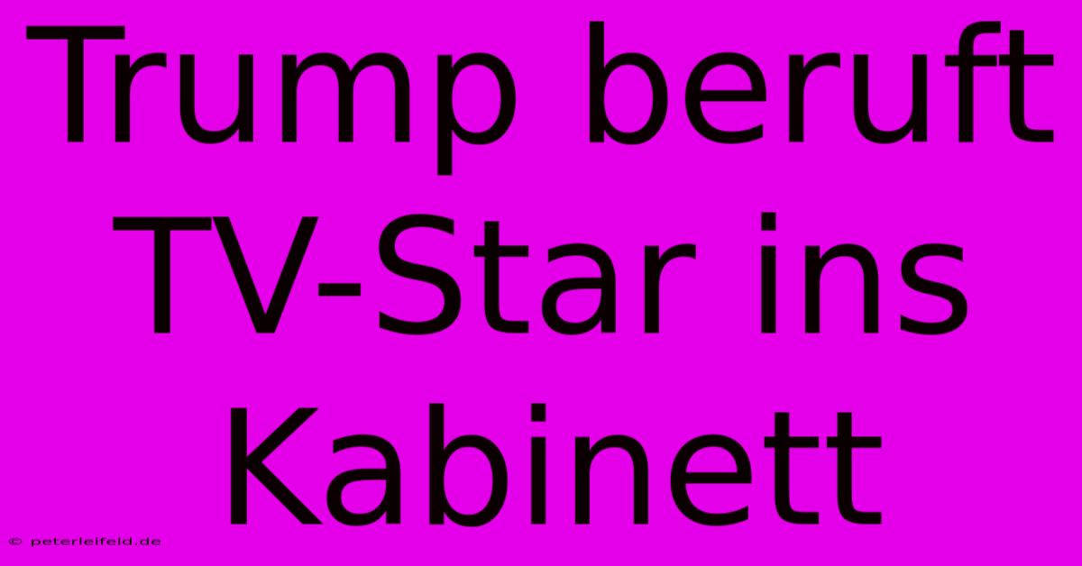 Trump Beruft TV-Star Ins Kabinett