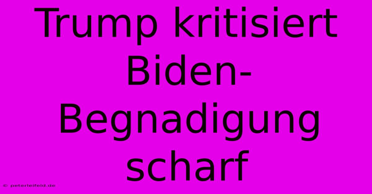 Trump Kritisiert Biden-Begnadigung Scharf