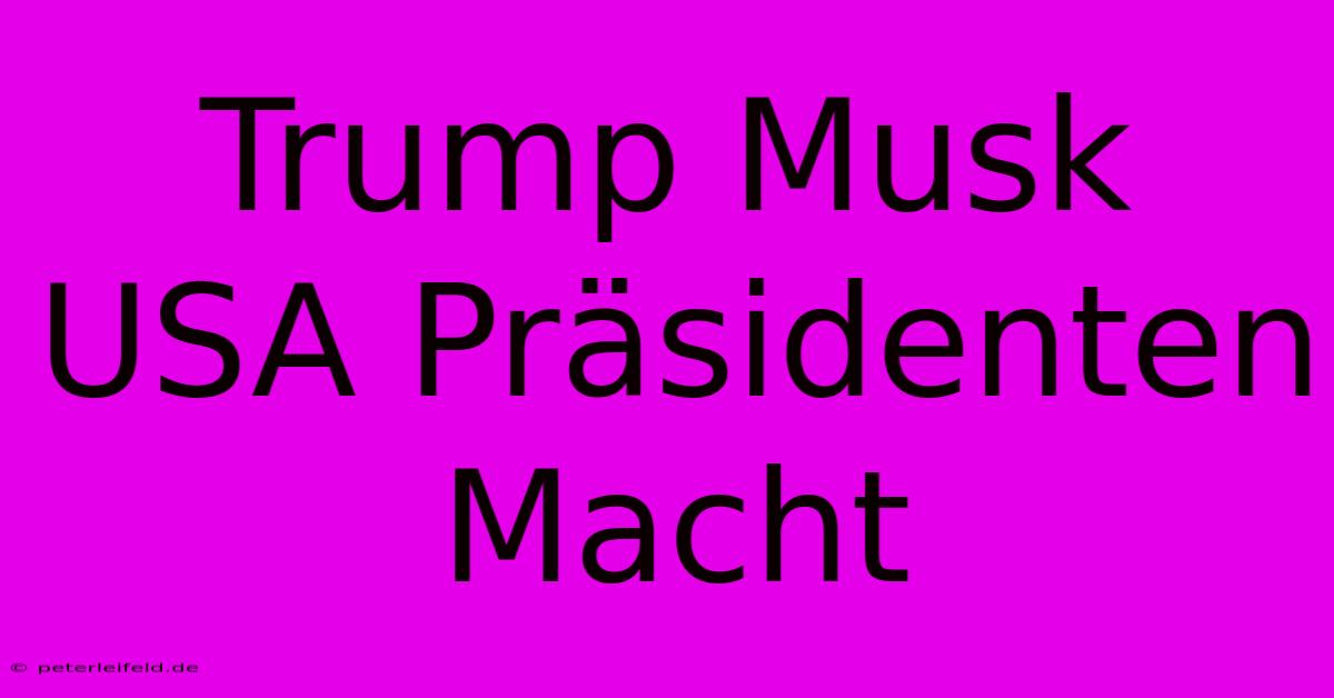 Trump Musk USA Präsidenten Macht