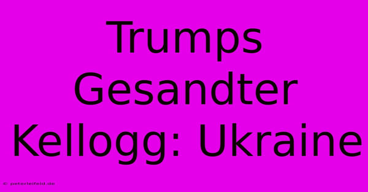 Trumps Gesandter Kellogg: Ukraine