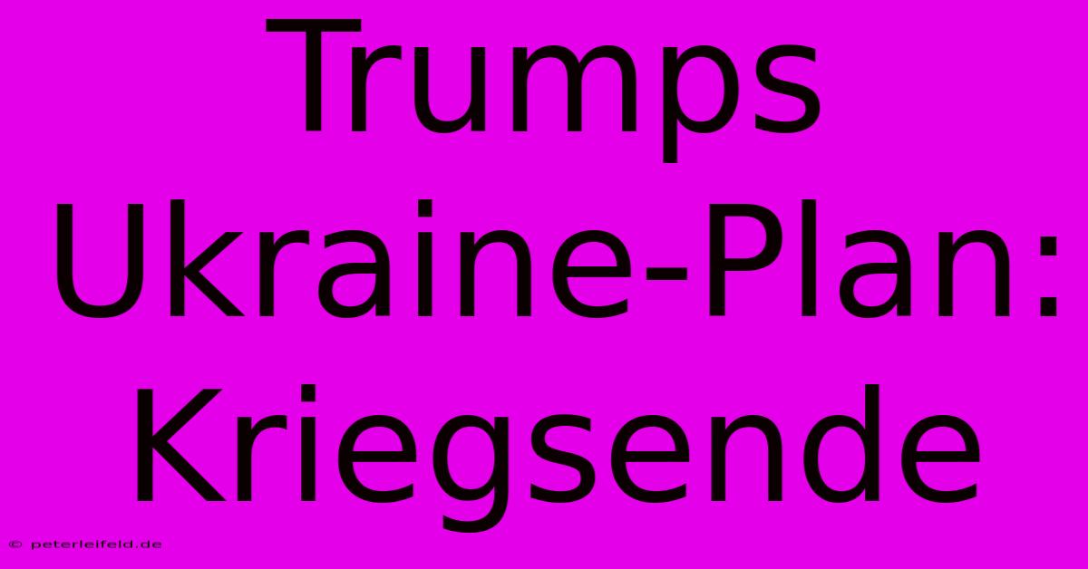 Trumps Ukraine-Plan: Kriegsende