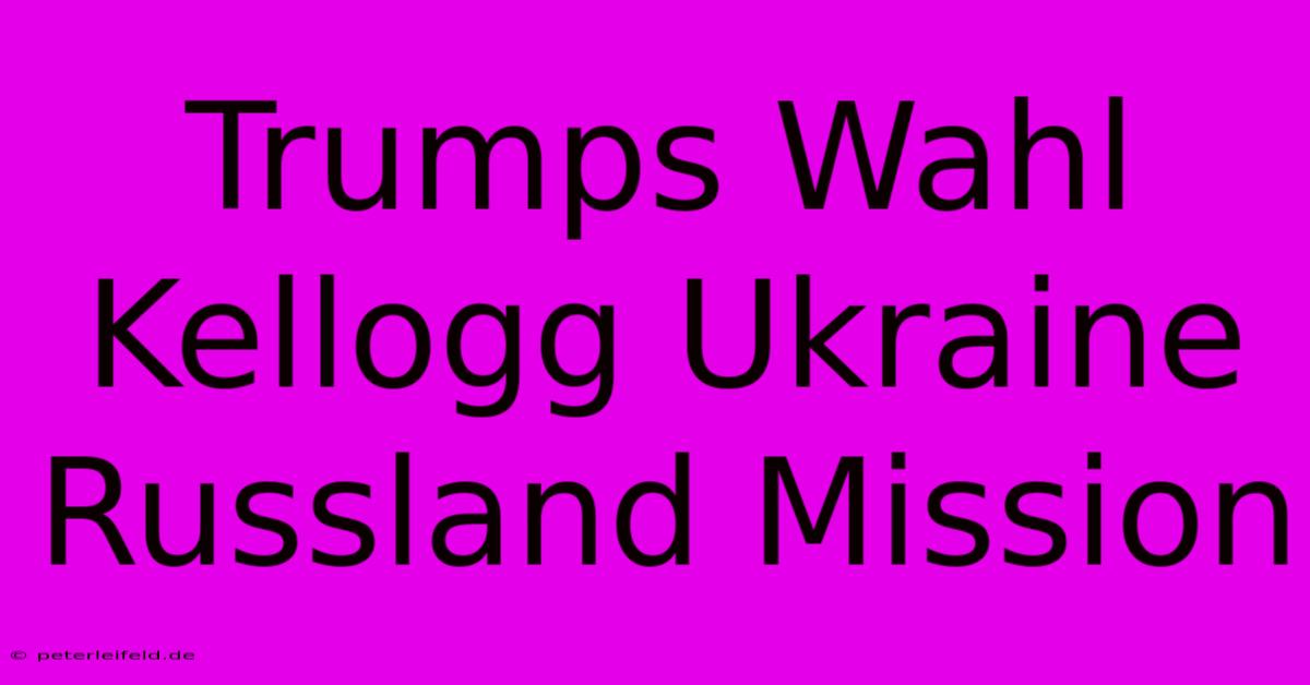 Trumps Wahl Kellogg Ukraine Russland Mission