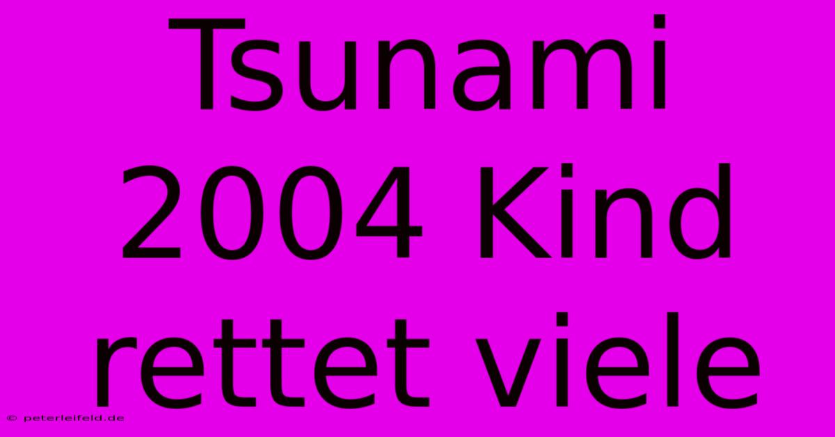 Tsunami 2004 Kind Rettet Viele