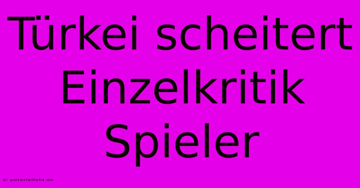 Türkei Scheitert Einzelkritik Spieler