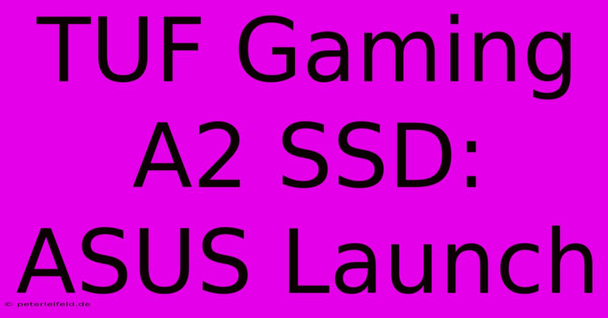 TUF Gaming A2 SSD: ASUS Launch