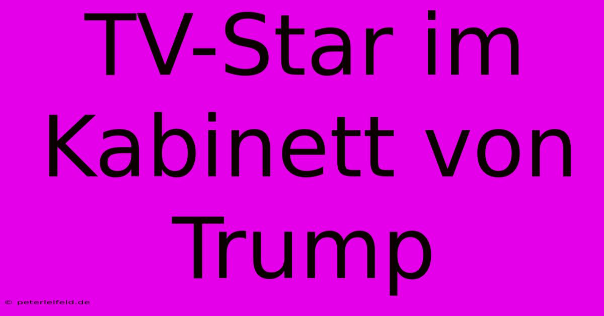 TV-Star Im Kabinett Von Trump