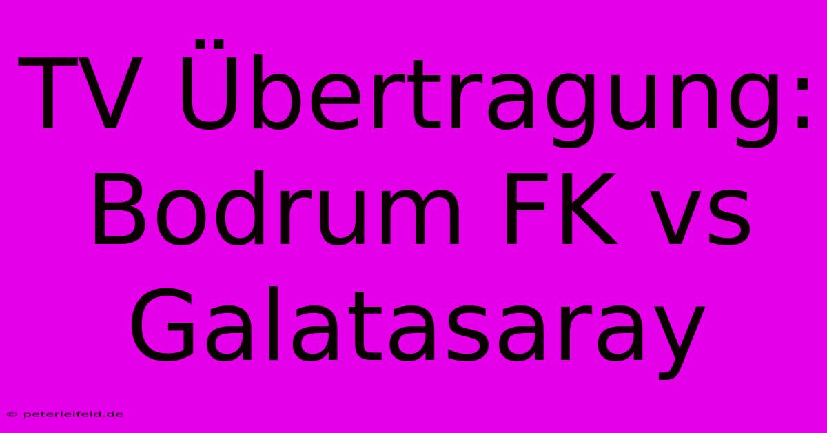 TV Übertragung: Bodrum FK Vs Galatasaray