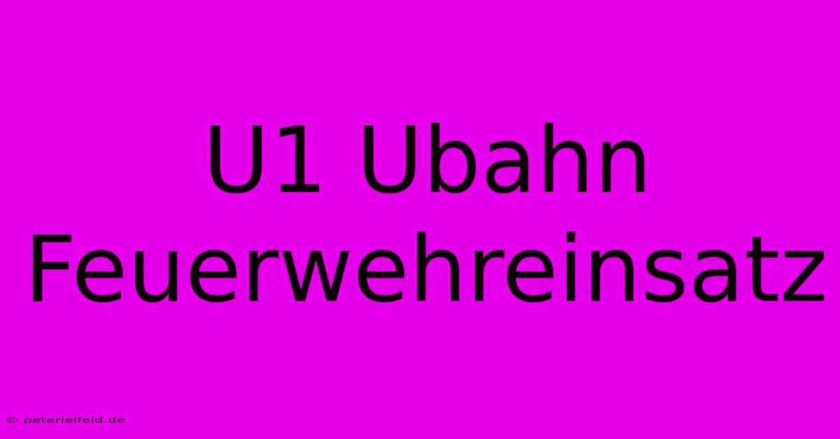 U1 Ubahn Feuerwehreinsatz