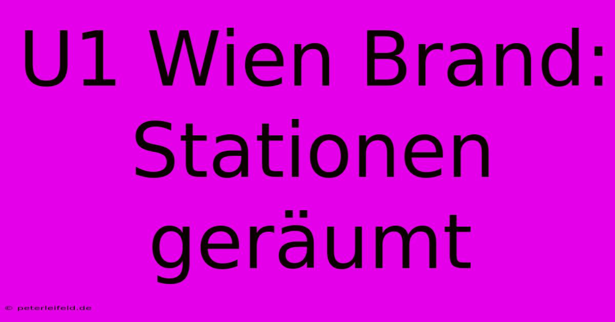 U1 Wien Brand: Stationen Geräumt