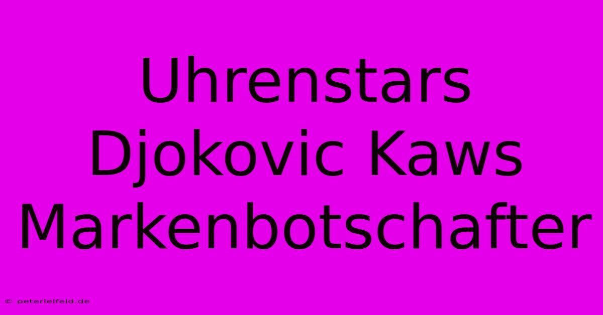 Uhrenstars Djokovic Kaws Markenbotschafter