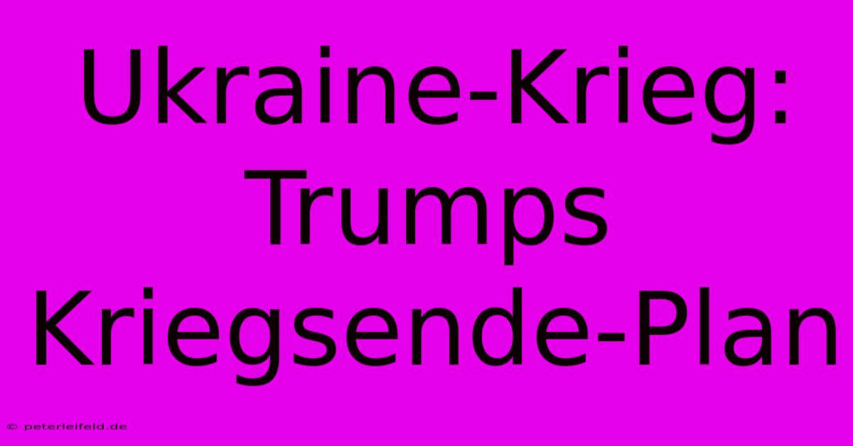 Ukraine-Krieg: Trumps Kriegsende-Plan