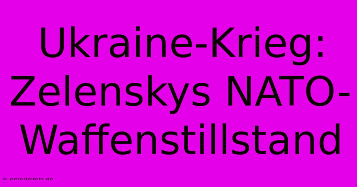 Ukraine-Krieg: Zelenskys NATO-Waffenstillstand