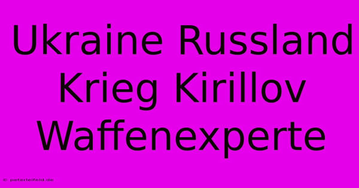 Ukraine Russland Krieg Kirillov Waffenexperte