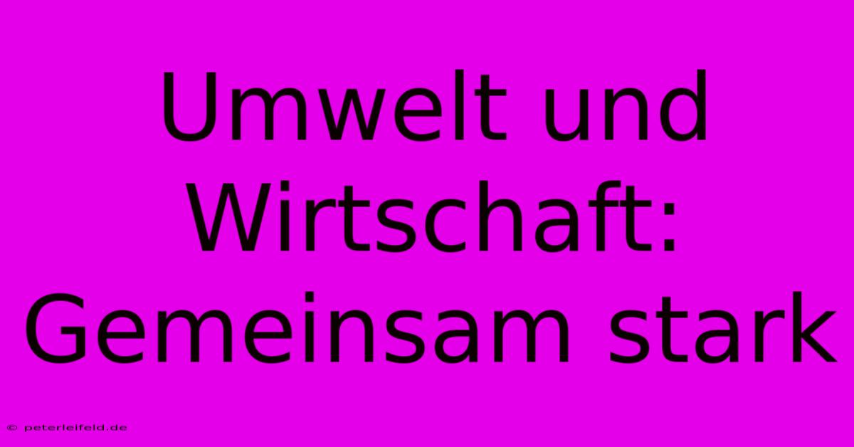 Umwelt Und Wirtschaft:  Gemeinsam Stark