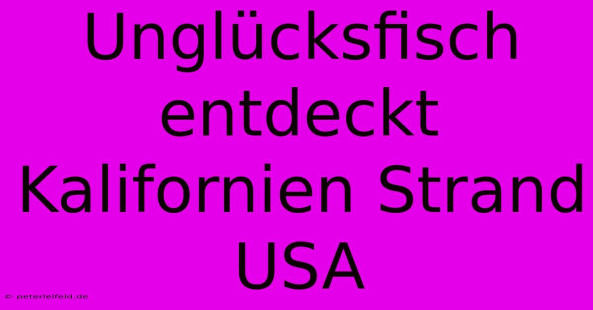 Unglücksfisch Entdeckt Kalifornien Strand USA