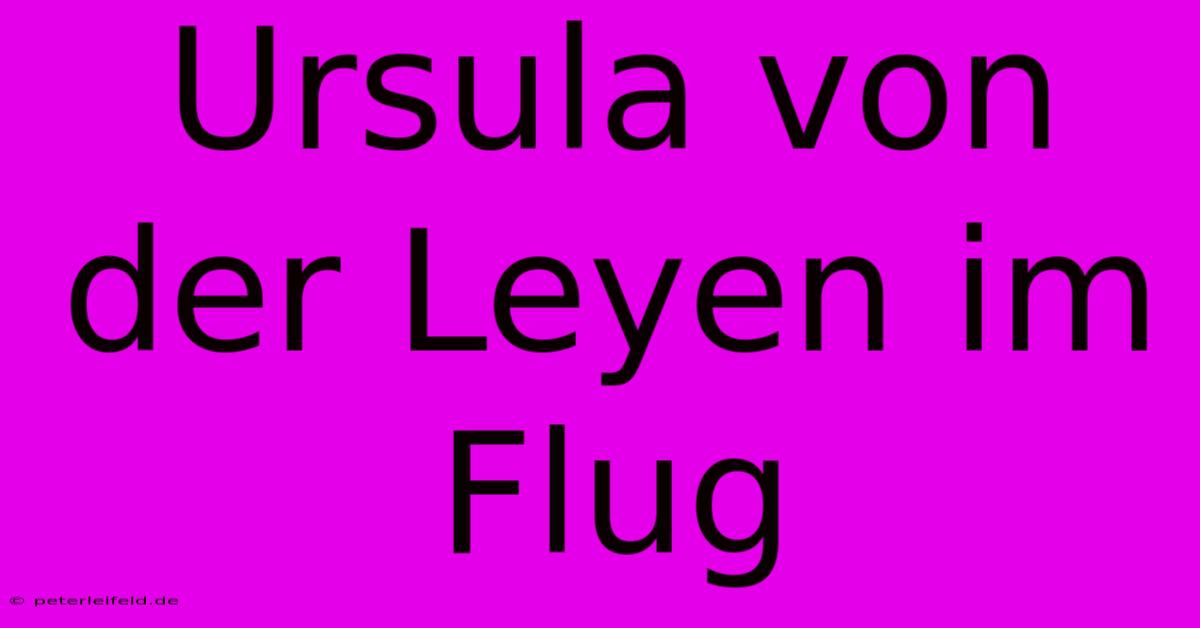 Ursula Von Der Leyen Im Flug