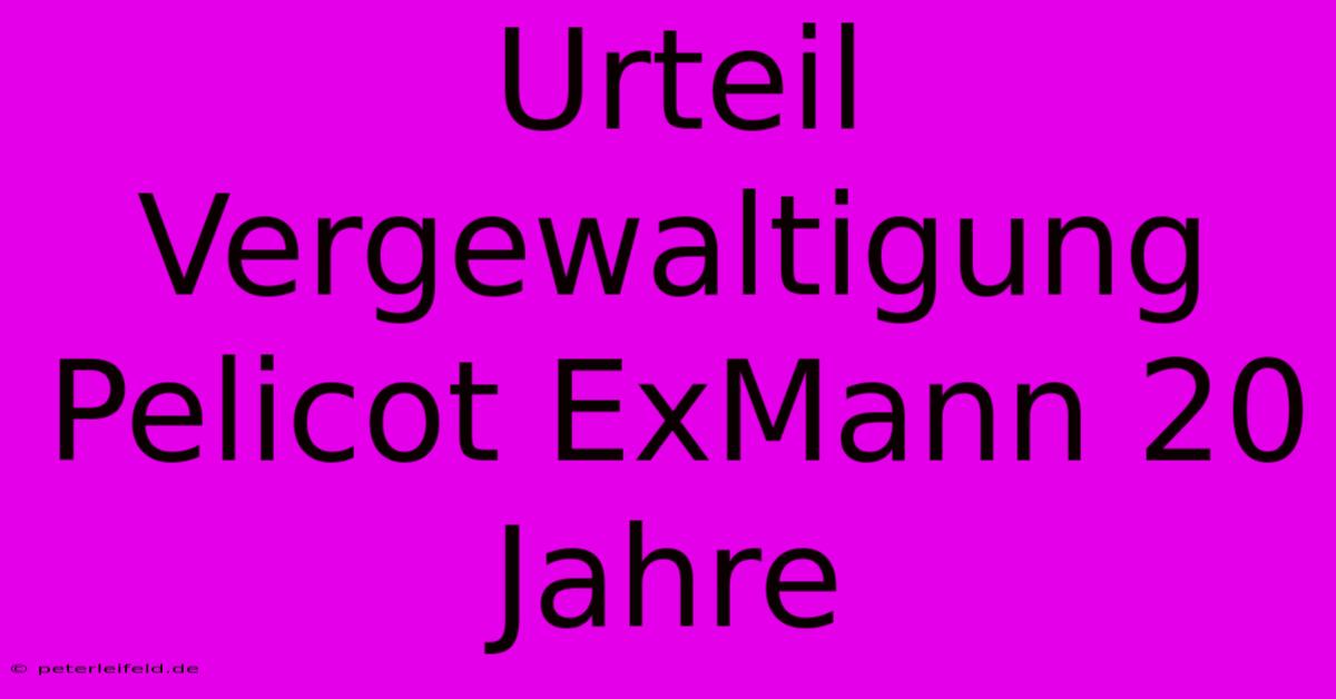 Urteil Vergewaltigung Pelicot ExMann 20 Jahre