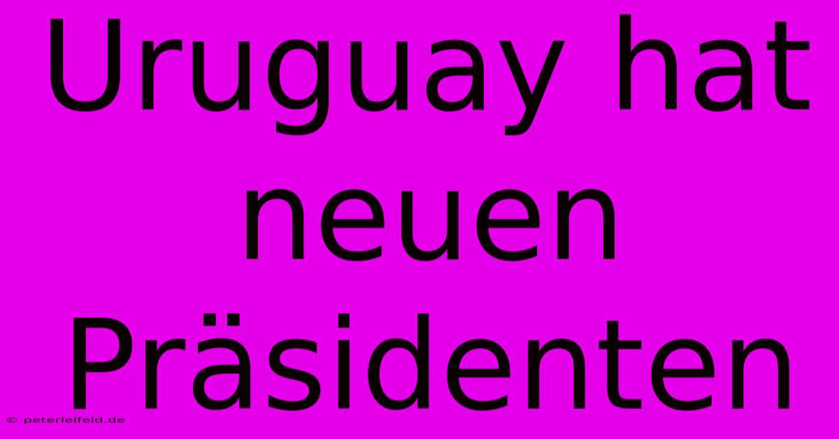 Uruguay Hat Neuen Präsidenten