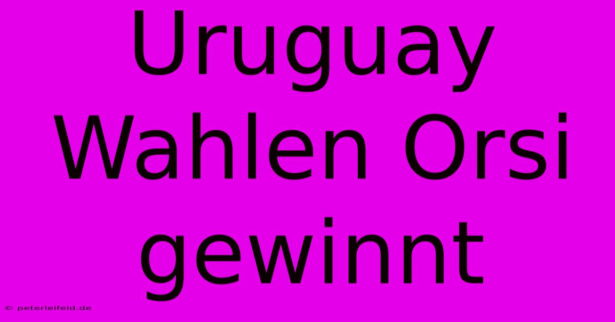 Uruguay Wahlen Orsi Gewinnt