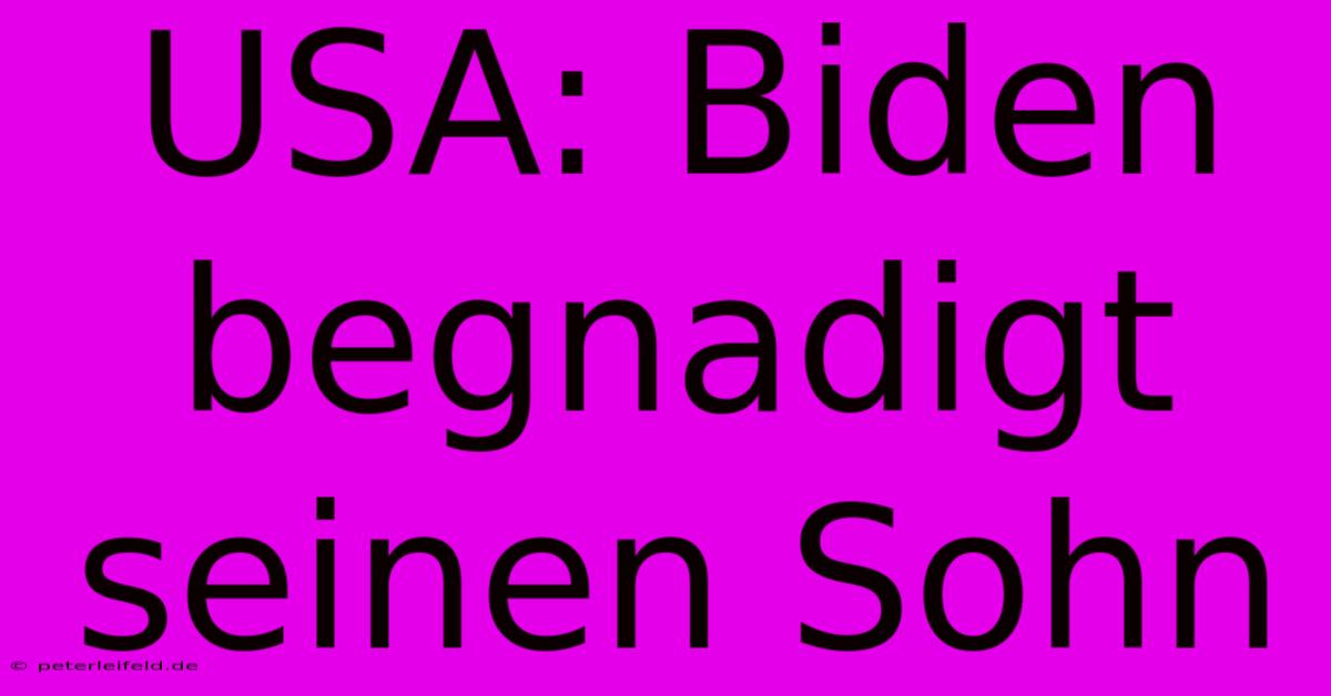 USA: Biden Begnadigt Seinen Sohn