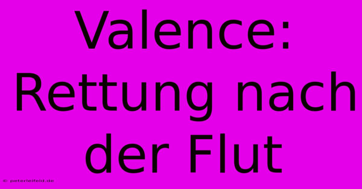 Valence: Rettung Nach Der Flut