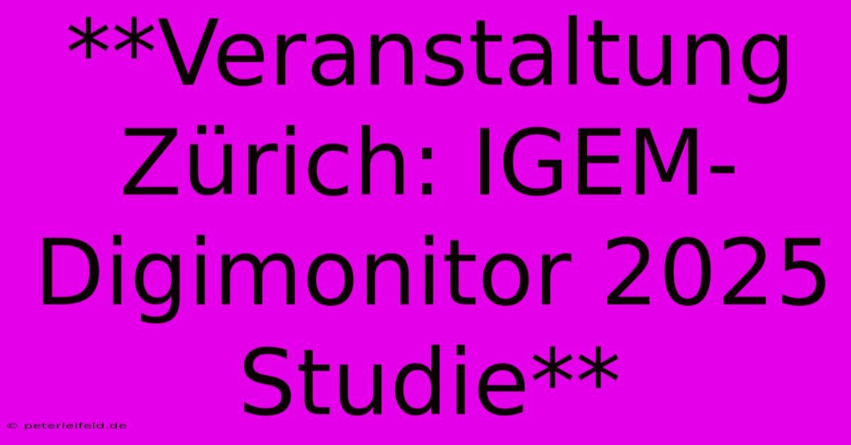 **Veranstaltung Zürich: IGEM-Digimonitor 2025 Studie**