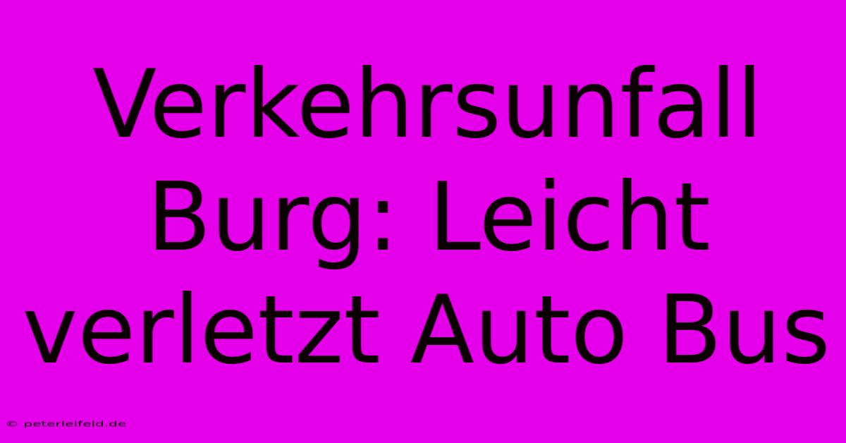 Verkehrsunfall Burg: Leicht Verletzt Auto Bus