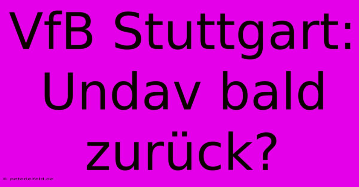 VfB Stuttgart: Undav Bald Zurück?