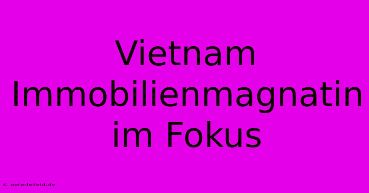 Vietnam Immobilienmagnatin Im Fokus