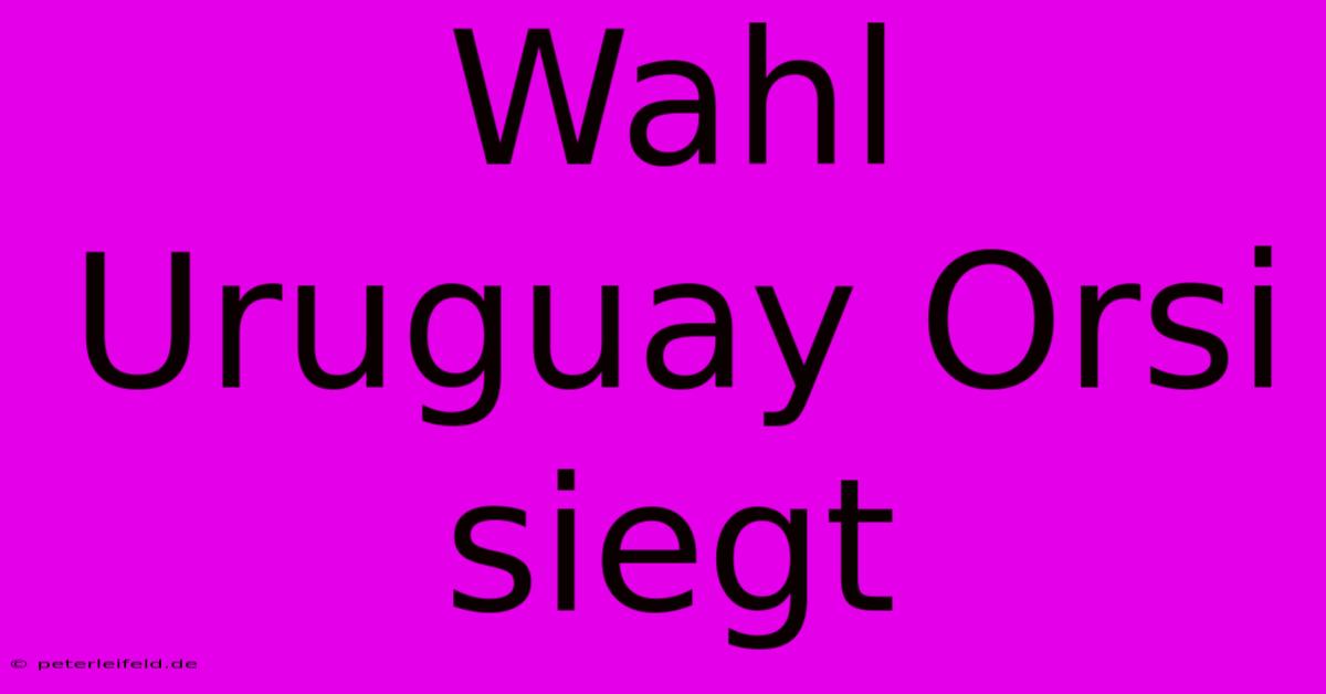 Wahl Uruguay Orsi Siegt