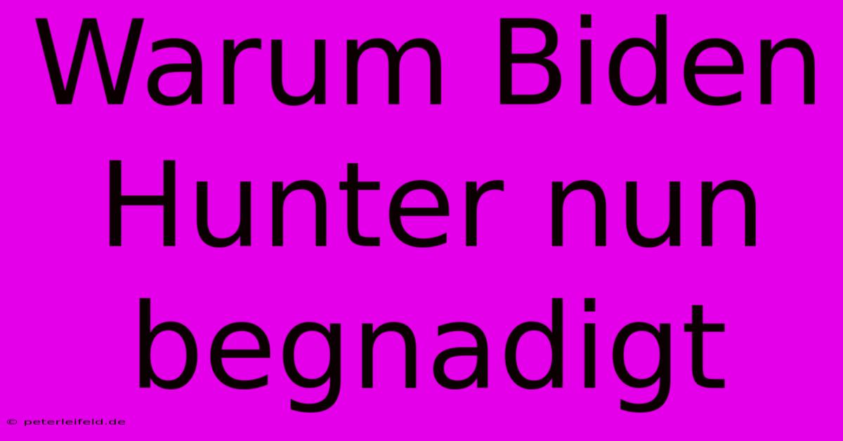 Warum Biden Hunter Nun Begnadigt