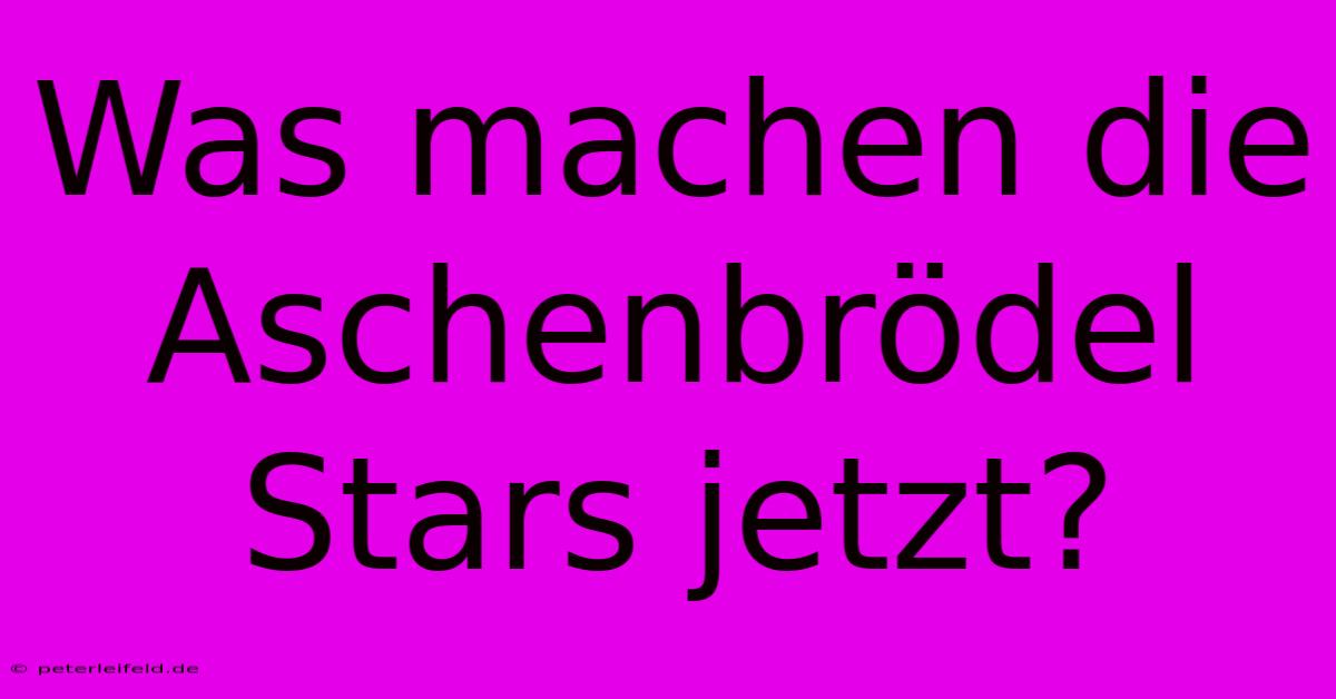 Was Machen Die Aschenbrödel Stars Jetzt?