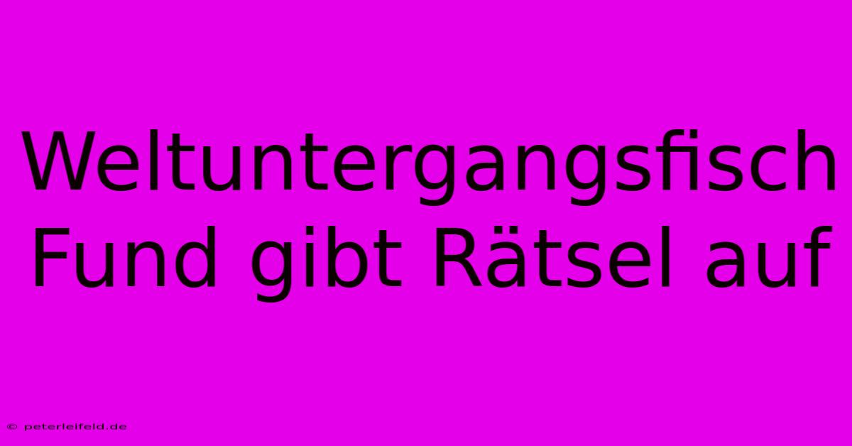 Weltuntergangsfisch Fund Gibt Rätsel Auf