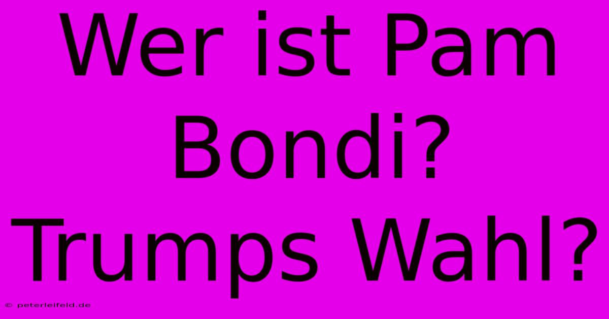 Wer Ist Pam Bondi? Trumps Wahl?