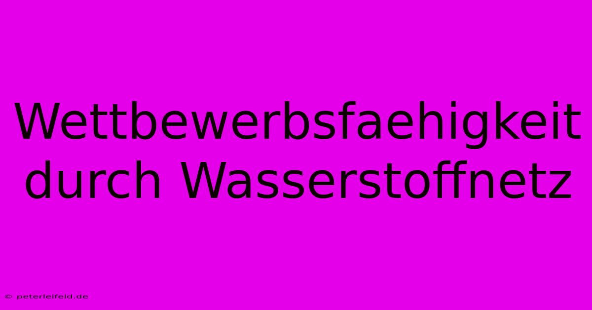 Wettbewerbsfaehigkeit Durch Wasserstoffnetz