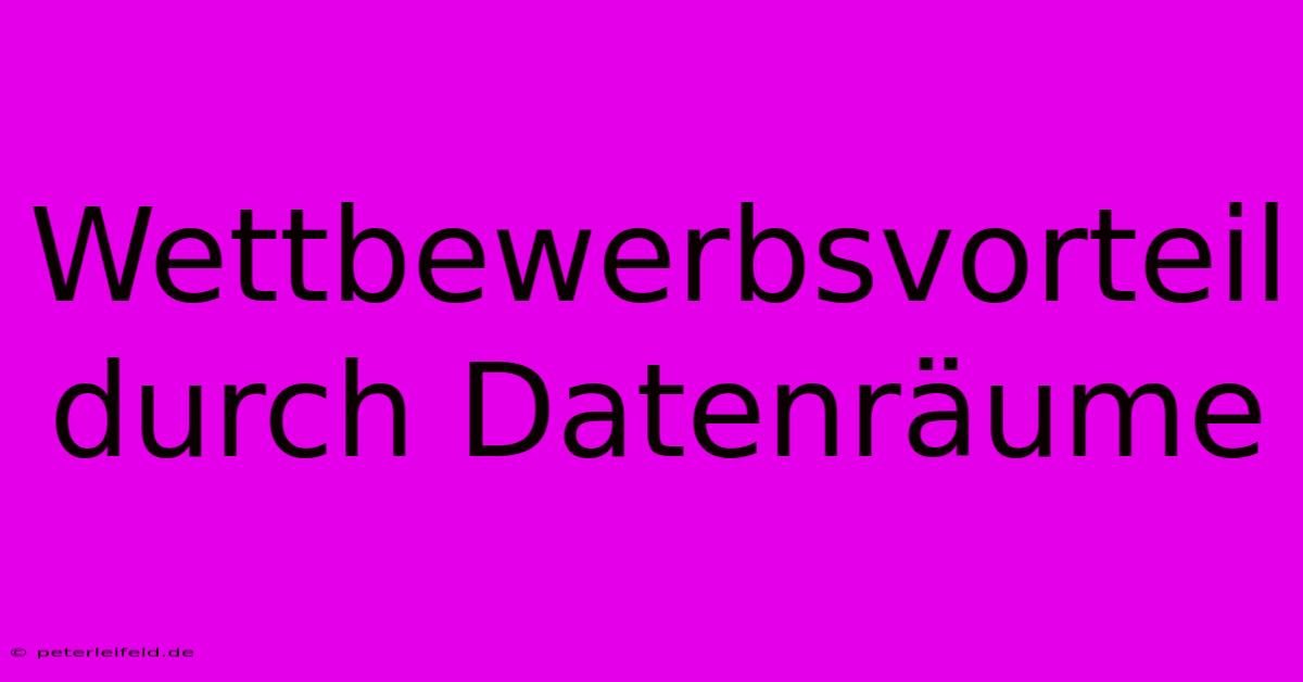 Wettbewerbsvorteil Durch Datenräume