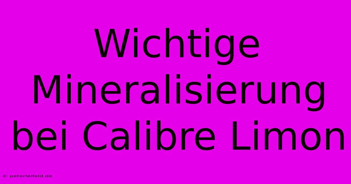 Wichtige Mineralisierung Bei Calibre Limon