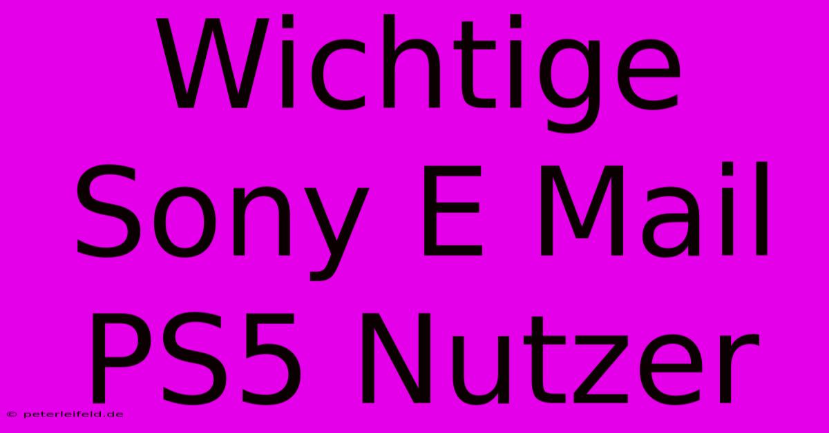 Wichtige Sony E Mail PS5 Nutzer