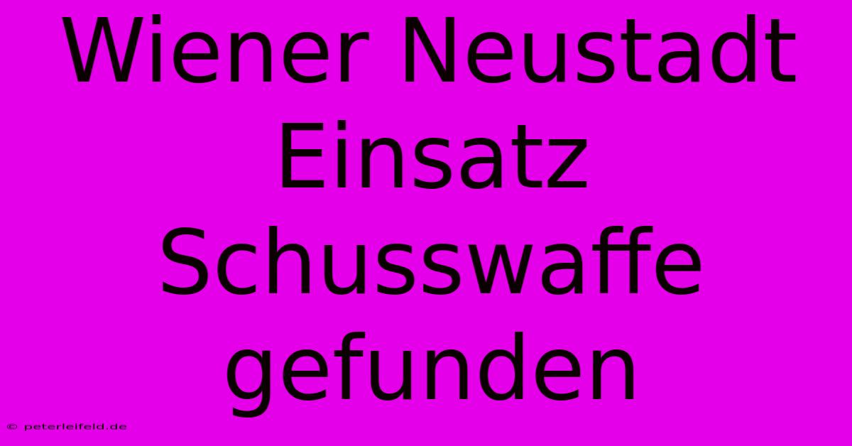 Wiener Neustadt Einsatz Schusswaffe Gefunden