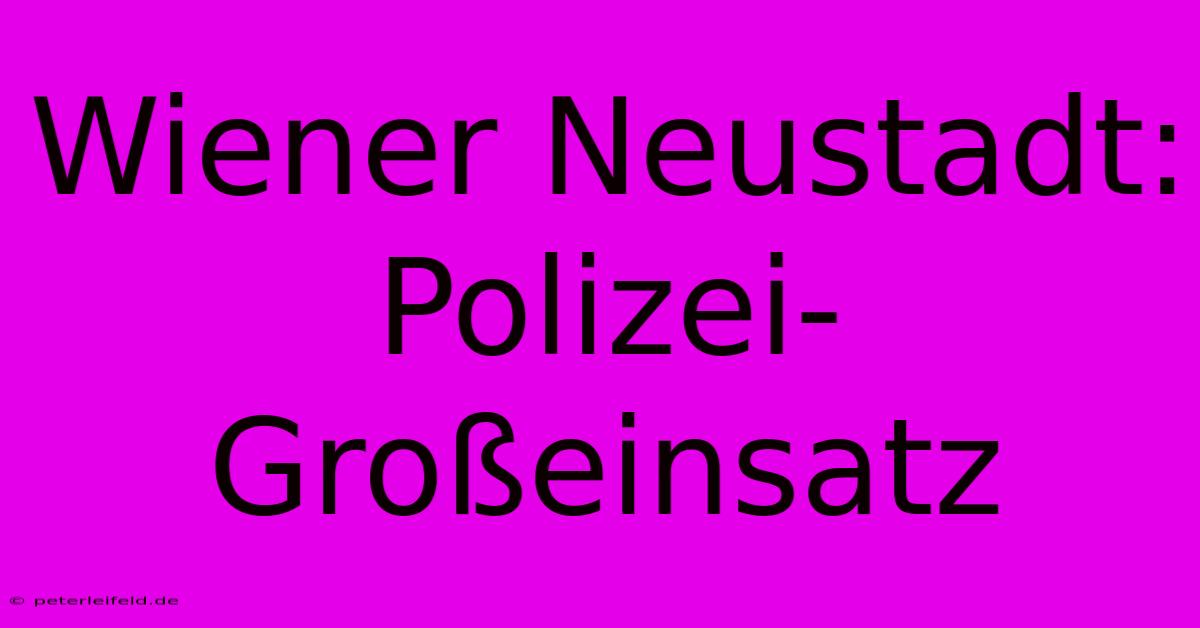 Wiener Neustadt: Polizei-Großeinsatz