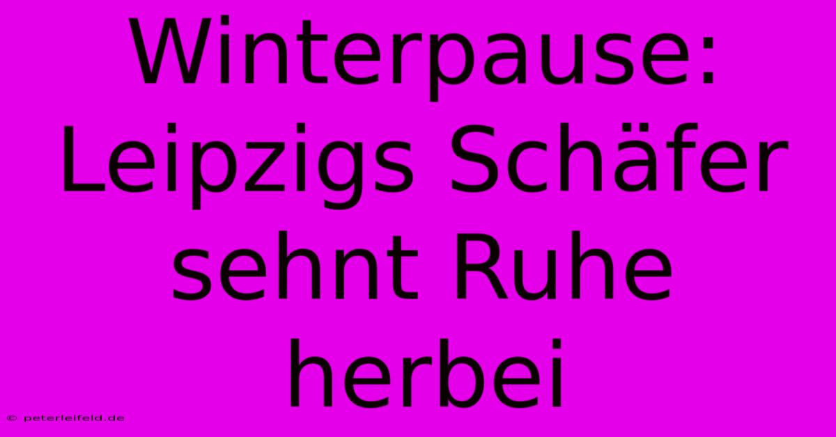 Winterpause: Leipzigs Schäfer Sehnt Ruhe Herbei