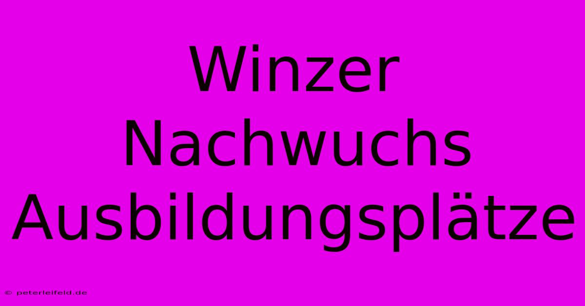 Winzer Nachwuchs Ausbildungsplätze