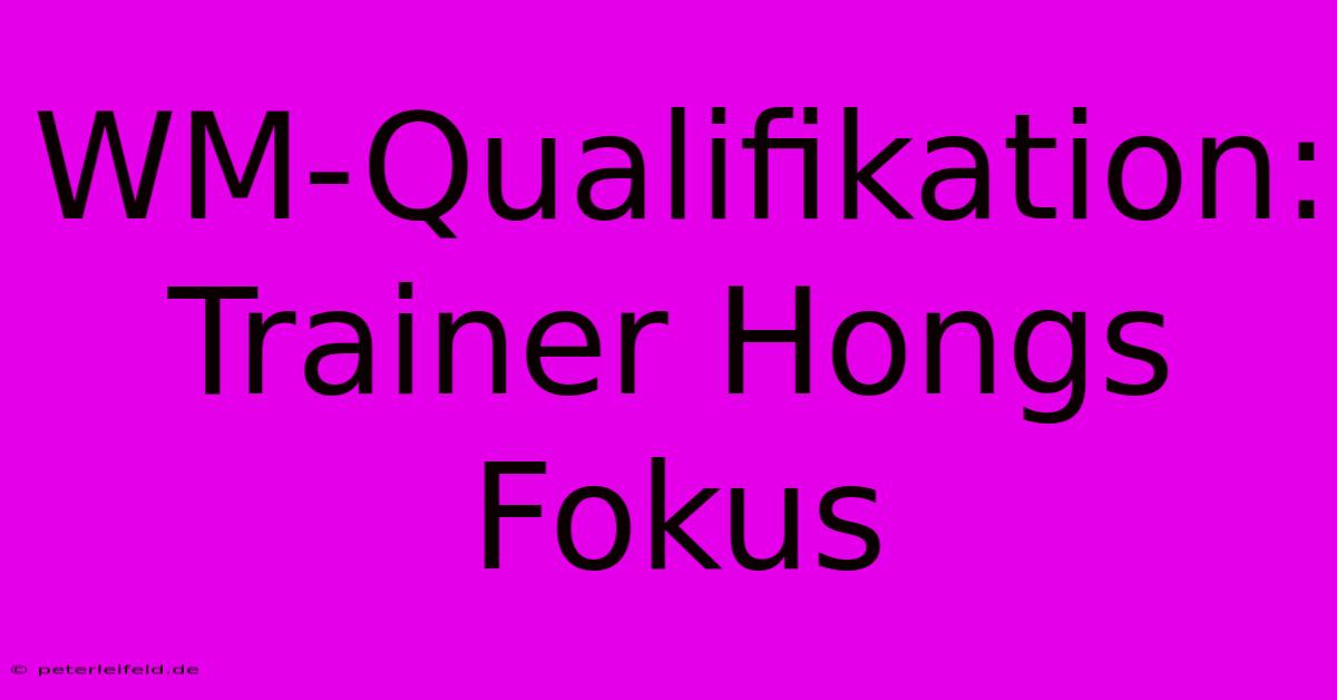 WM-Qualifikation: Trainer Hongs Fokus