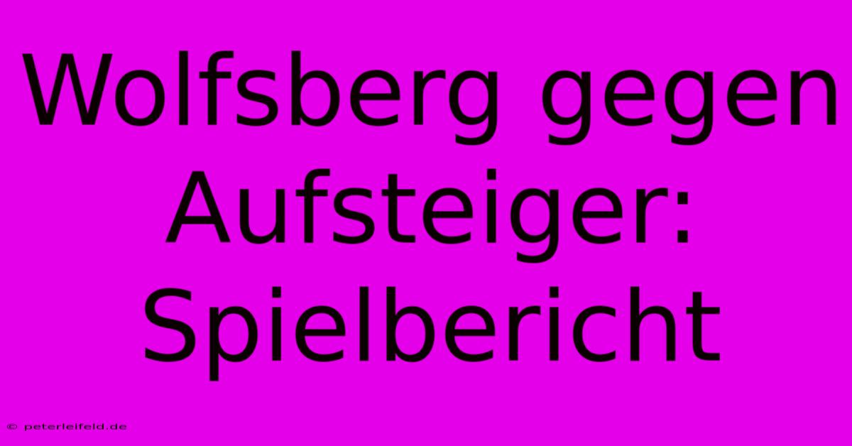 Wolfsberg Gegen Aufsteiger: Spielbericht