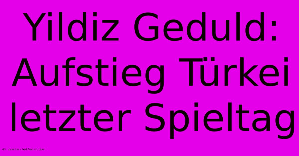 Yildiz Geduld: Aufstieg Türkei Letzter Spieltag