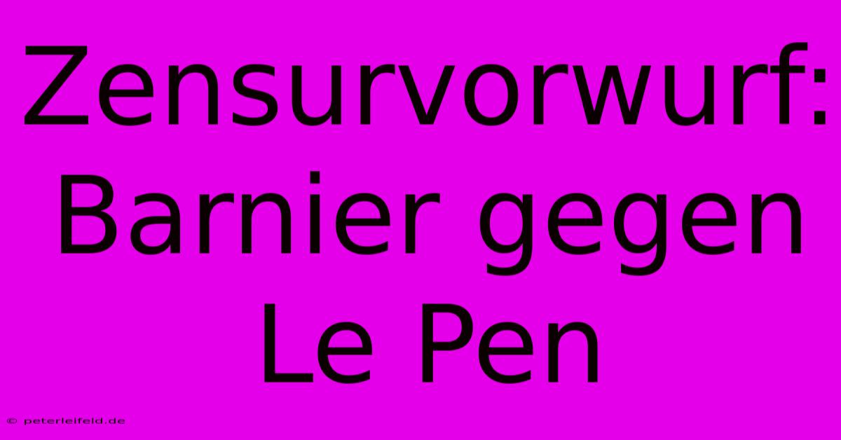 Zensurvorwurf: Barnier Gegen Le Pen